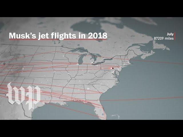 Watch Elon Musk's jet flights in 2018