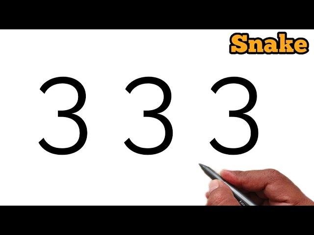 How to draw snake from number 333 | Easy snake drawing step by step | Number Drawing