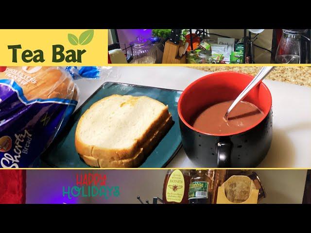 ASMR TEA BAR with YUMMY Peanut Butter Sandwich and HOT Chocolate!