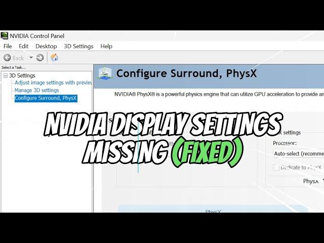 Display Settings NVIDIA Control Panel Missing or Not Showing (FIXED)