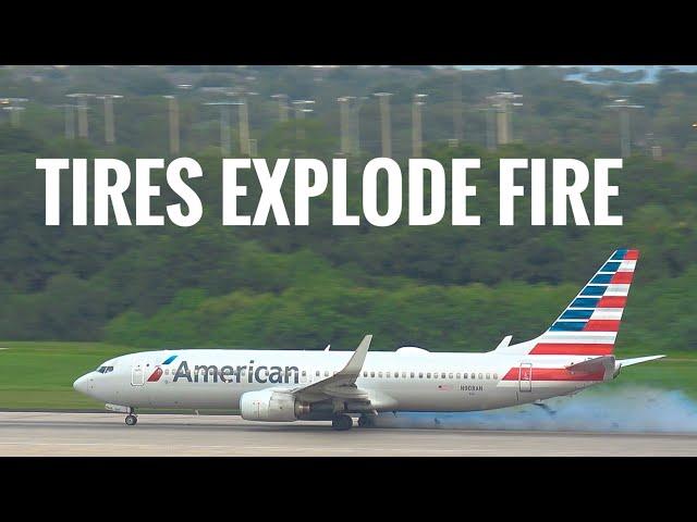 AA 590 Tire Explodes On Takeoff Catches Fire Tampa International Airport