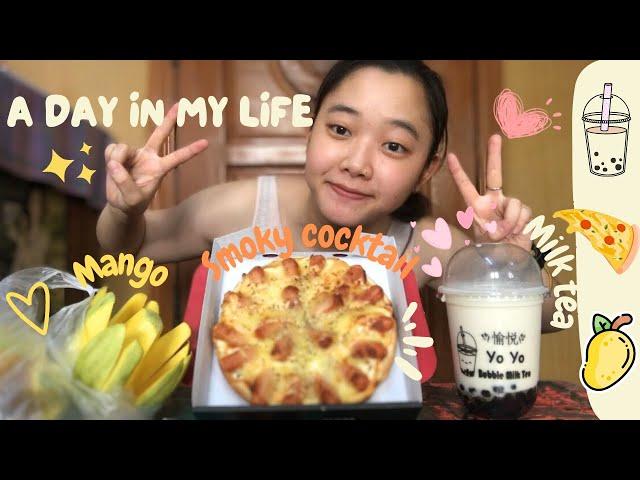 [What I eat in a day] Pizza! Milk Tea! Mango! 开心休假，敞开吃！