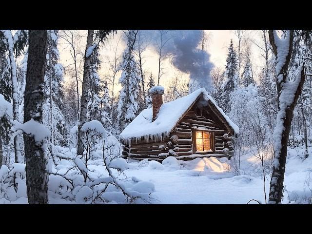 OFF GRID LIVING in the WINTER FOREST | WILDERNESS CABIN LIVING