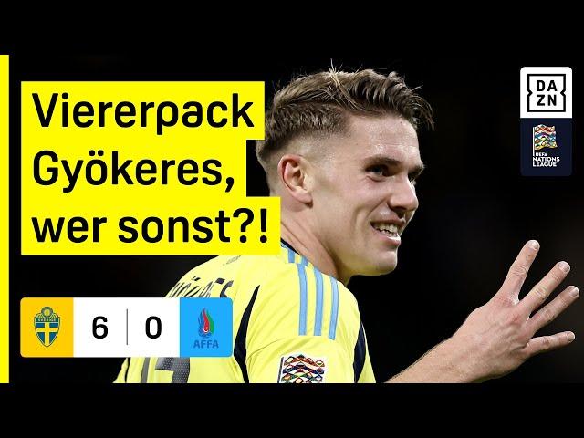 Viererpack von Gyökeres! Aufstieg perfekt: Schweden - Aserbaidschan | UEFA Nations League | DAZN