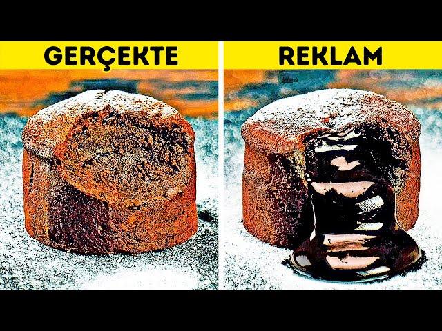 REKLAMLARDAKİ YEMEKLERE KIYASLA GERÇEK HAYATTAKİLER || 24 REKLAM TAKTİĞİ