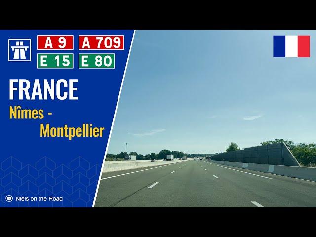 Driving in France: Autoroute A9 E15 E80 & A709 from Nîmes to Montpellier