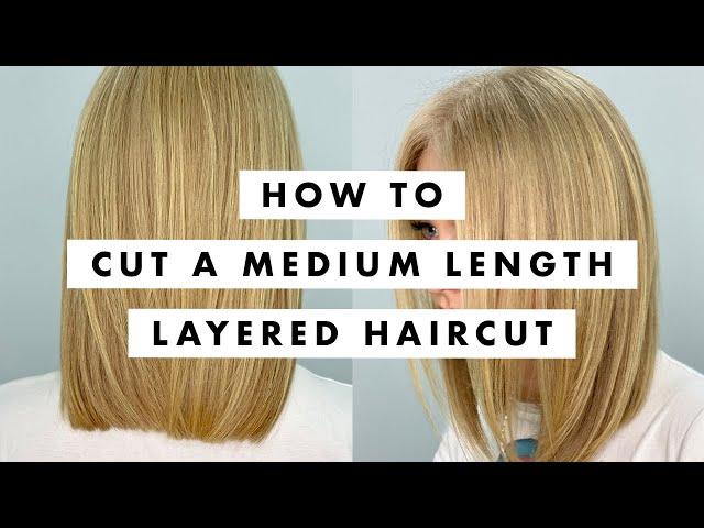 How to Cut Hair: Medium length layered haircut tutorial - MIG Training