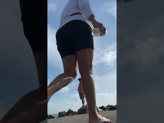 Catching Pompano fish at south jetty venice florida usa