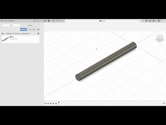 Boceto 3D de eje y rodamientos en Autodesk Fusion 360