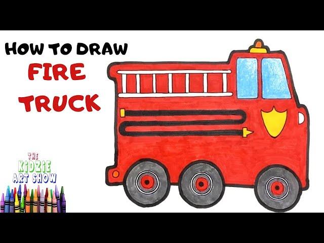 How to draw a Fire Truck step by step easy for kids and beginners. Learn crayon shading tips.