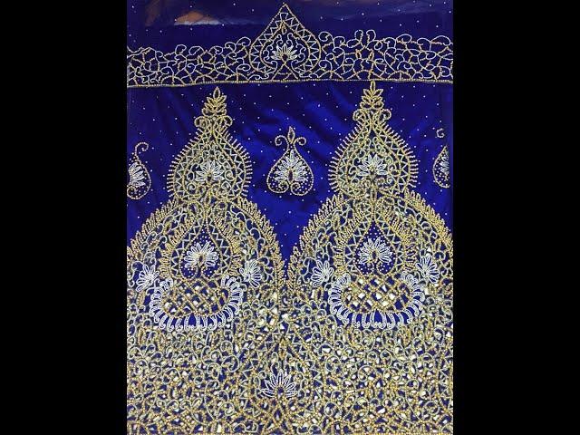 Trending Royal Blue Color Heavy Beaded African Royals George Wrapper fabric - HB137