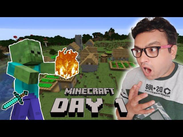 My First Day of Minecraft Survival - Gaurav katare Gaming