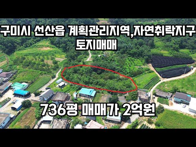 #234 구미시 선산읍 계획관리지역,자연취락지구 토지매매 763평, 매매가 2억원 (선산읍행정복지센터 차로5-6분, 구거접함, 조망좋은 토지)