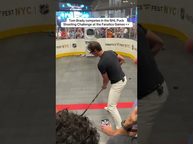 Tom Brady does the puck shooting challenge! #NHL