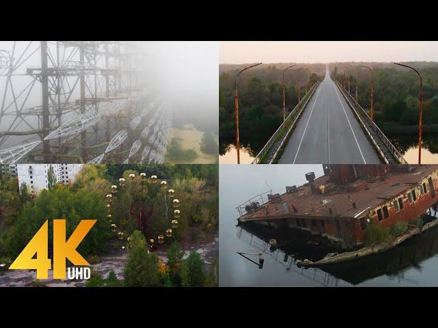Aerial View of Сhernobyl Exclusion Zone, Ukraine - 4K Drone Footage about Abandoned City
