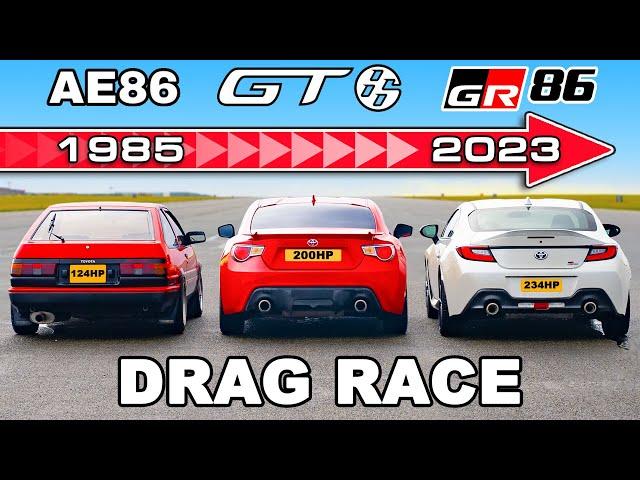 Toyota GR86 v GT86 v AE86: DRAG RACE