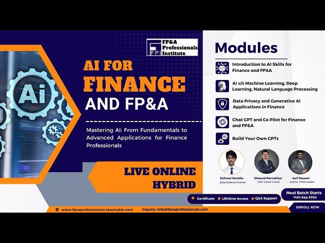 AI for Finance and FP&A Webinar | FP&A Professionals Institute | 8 Sep 2024