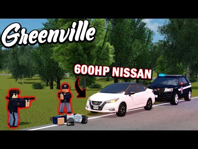 RUNNING FROM POLICE IN A 600HP NISSAN... || ROBLOX - Greenville Roleplay