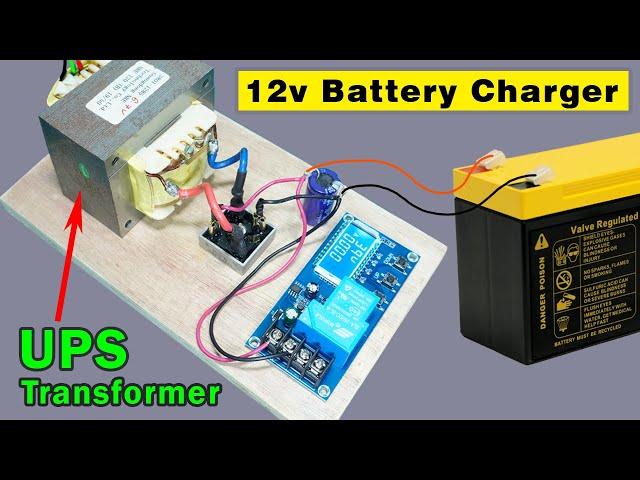 Make a 12v Battery charger with auto cut off, using UPS Transformer