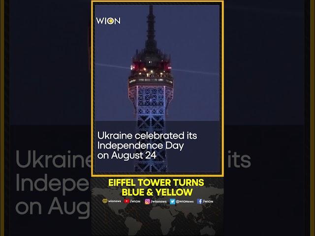 Eiffel Tower turns blue and yellow for Ukraine's Independence Day