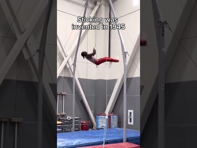 It was tough for gymnasts back then  #tumbling #gymnastics #olympicsport #stick #flip #sports