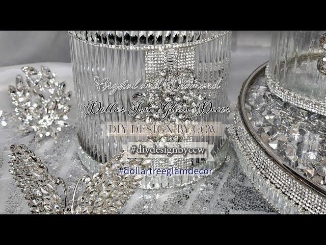 New! Crystal and Diamond DIY Dollar Tree Glam Décor and Decorative Tray | 2024 Glam Home Décor Ideas