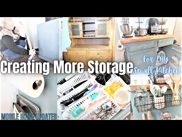 Updating My $500 Mobile Home|DIY|Small Kitchen Storage Ideas|Hutch Repurposed