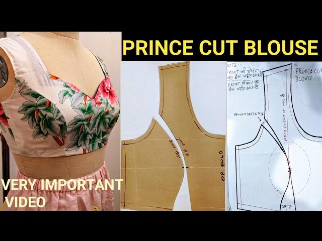 #Princess cut Blouse cutting  how to make princess blouse pattern blouse ki full cutting