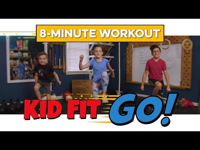 Super fun KID'S Workout! 8-Minute HIIT fitness class for kids. Let's Kid Fit GO!