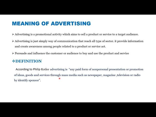 Advertising management // meaning, objectives and features !! for BBA 3rd semester .