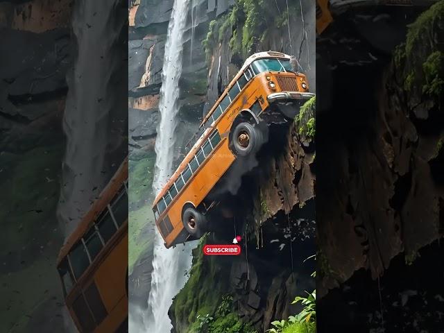 Nature Exploration | Travel Relaxing | Bus #shorts #cliff #waterfall