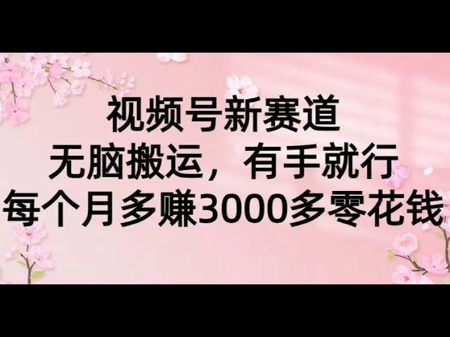 #赚钱最快的方法 视频号新赛道，无脑搬运，有手就行，每个月多赚3000多零花钱#赚钱项目