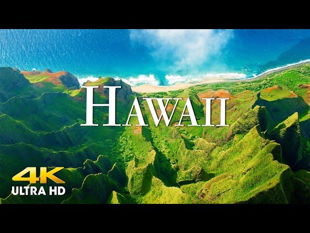 FLYING OVER HAWAII (4K UHD) Amazing Beautiful Nature Scenery with Relaxing Music | 4K VIDEO ULTRA HD