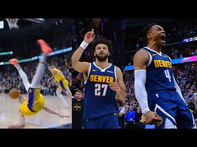 Jamal Murray and Russell Westbrook clutch buckets after Dalton Knecht scary fall 