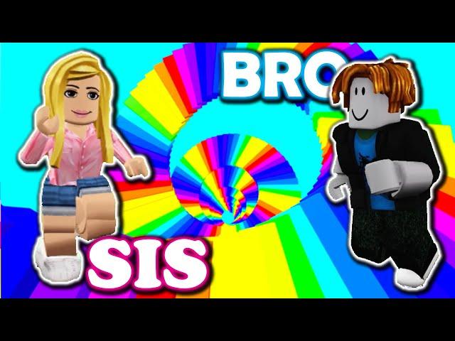 Roblox First Time Playing Brother vs Sister RACING CHALLENGE!! (COOL RAINBOW OBBY CHALLENGE!!)