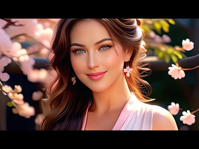 4K AI Fashion Lookbook - AI Girl Sophia's Romance in Pink: Blossoming Cherry Tree Garden