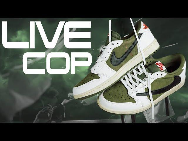 LIVE COP! TRAVIS SCOTT JORDAN 1 LOW MEDIUM OLIVE & STOCK NUMBERS!