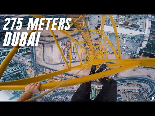 SLIPPERY 275M Crane Climb in Dubai 