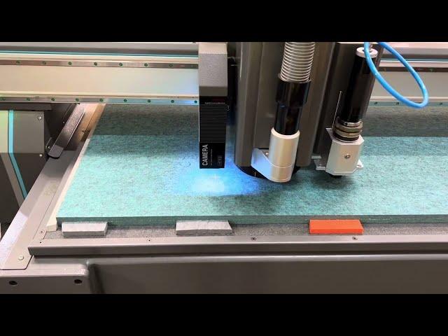 Cutting 24mm PET Polyester Fiber Acoustic Panel on TPS CZ2513 digital cutter