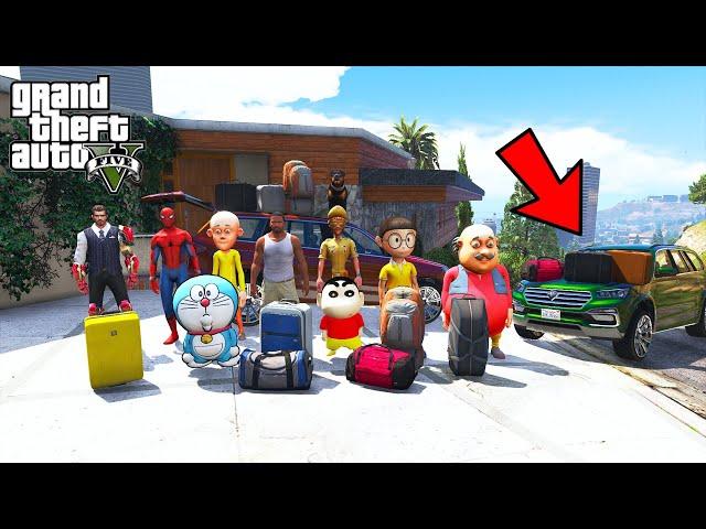 Shinchan and Franklin Start A New Trip Car Journey With Avengers Los Santos To Motu Village in GTA 5