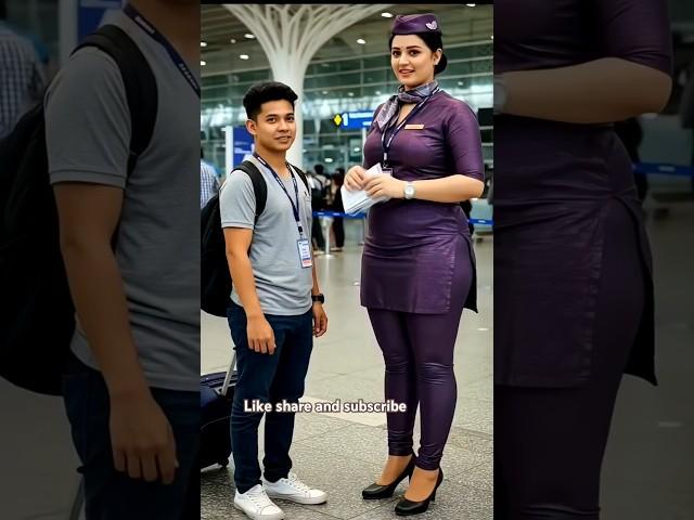 Gorgeous Tall Air Hostess Looks Like a Dubai Princess Talking to Passenger at Airport #shorts