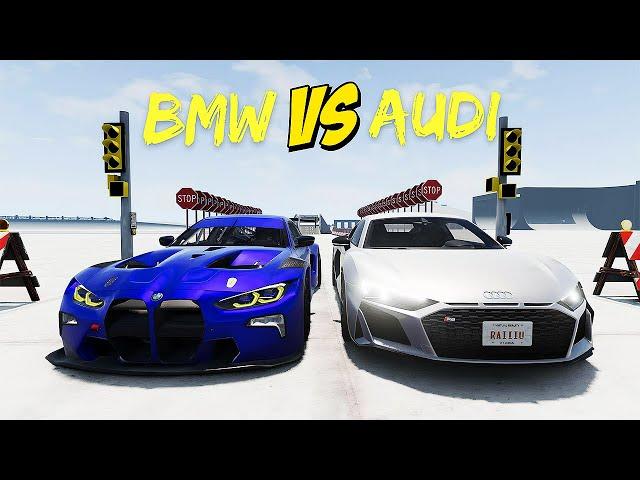 Bmw VS Audi Cars Speed BRAKE Test Track / BeamNG Drive