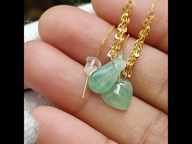 Wood Element Jade & Gold Earrings - #jadeite #jade #singapore