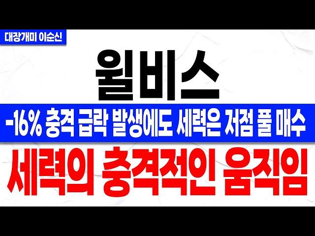 [윌비스 주가 전망]*속보* -16%의 하락에 매도는 절대 금지!? 세력이 현 구간 개미 터는 진짜 이유. 이제는 시간이 없습니다! 주주분들 꼭 확인하세요!