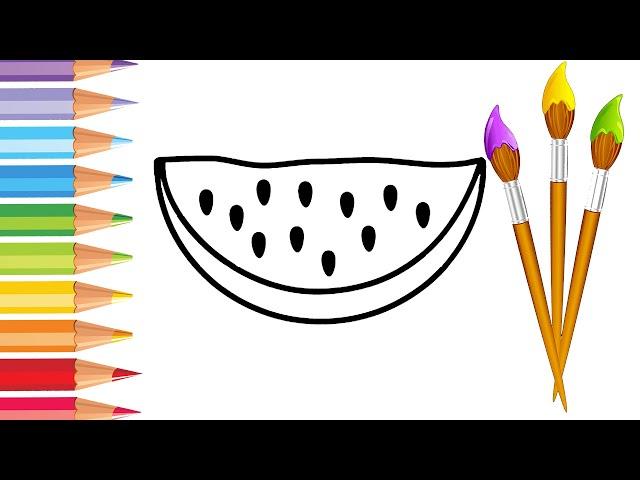 How to Draw a Watermelon/Как нарисовать арбуз/Paano Gumuhit ng isang pakwan/Cómo dibujar una Sandía