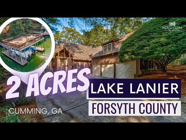 Lake Lanier Luxury Real Estate: CUSTOM waterfront home on 2 ACRES w/ DEEP-WATER Covered Party Dock.