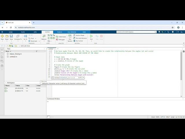 How to Create the Cosine Graph in Matlab! #matlabtutorials #trigonometry #mathisfun