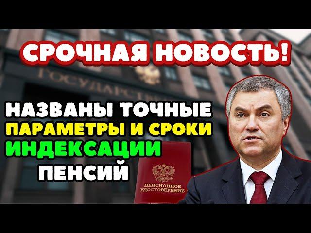 СРОЧНЫЕ НОВОСТИ! Володин сообщил точные параметры и сроки индексации пенсий работающим пенсионерам!