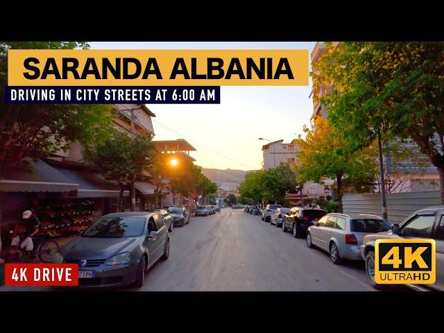 SARANDA, ALBANIA - DRIVING IN CITY STREETS AT 6:00 AM [4K]