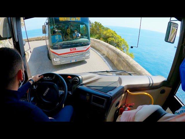 Narrow drive in cliff, Italy 4K